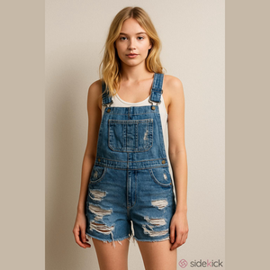 Current Elliott The Shortall Distressed Overall Denim Shorts